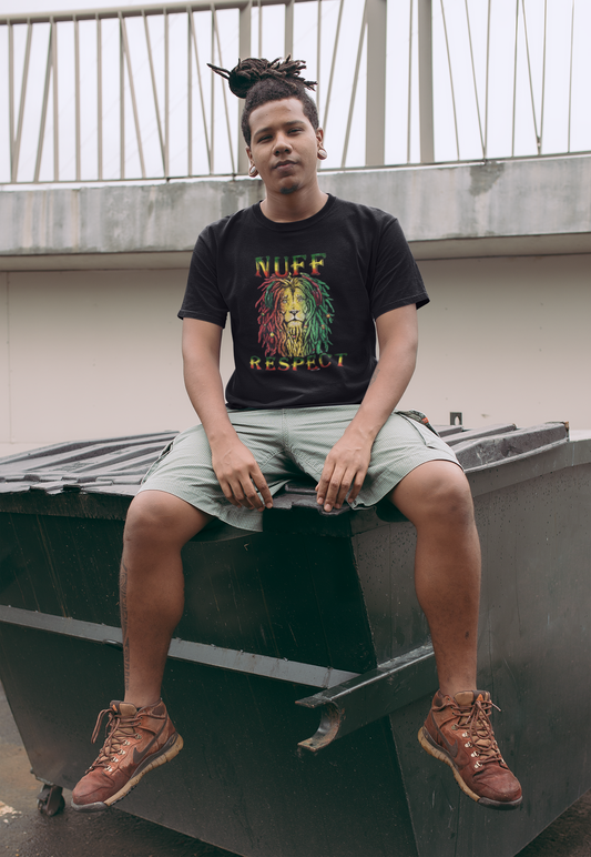 Nuff Respect Rasta Lion Black T-shirt - Unisex